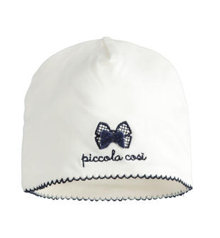 Cappello modello cuffia con fiocco minibanda PANNA-0112