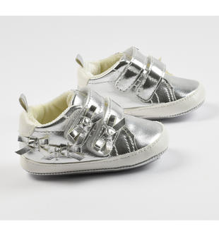 Scarpine modello sneakers in tessuto lucido con fiocchi minibanda SILVER-1157