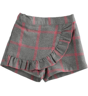 Short effetto gonna fantasia check minibanda ROSSO-2253