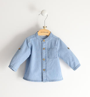 Camicia neonato in denim leggero 100% cotone minibanda