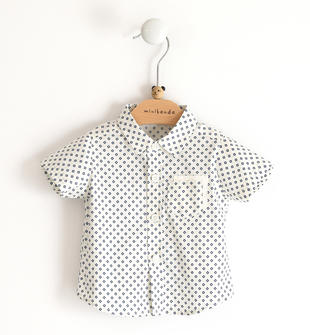 Camicia neonato a manica corta microfantasia minibanda