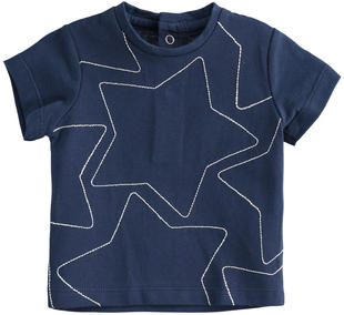 T-shirt neonato 100% cotone con ricamo stelle minibanda NAVY-3854