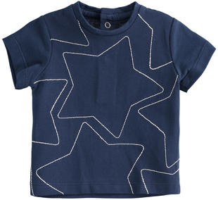 T-shirt neonato 100% cotone con ricamo stelle minibanda