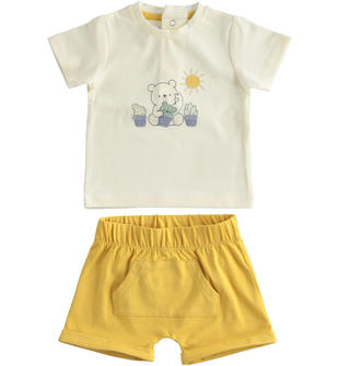 Completino neonato t-shirt con orsetto e pantalone corto minibanda MILK-0111