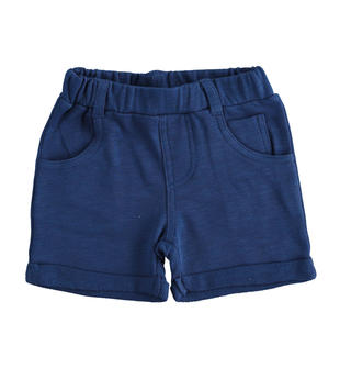 Pantaloni corti neonato 100% cotone minibanda BLU INDIGO-3647