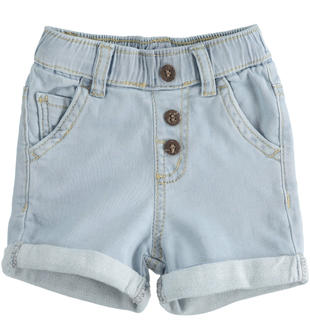 Jeans neonato corti in denim minibanda BLU CHIARO LAVATO-7310