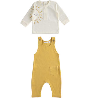 Completino neonato maglietta con sole e salopette minibanda MILK-0111