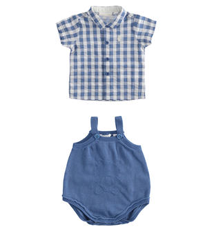 Grazioso Kit neonato camicia e salopette 100% cotone minibanda AVION-3644