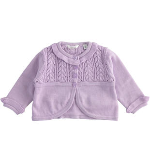 Cardigan neonata in tricot  ricamato 100% cotone minibanda LILLA-3412