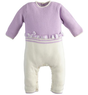 Tutina neonata intera in tricot con fiocchi minibanda