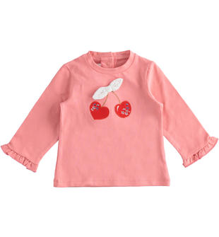 Maglia neonata con stampa ciliegie e fiocco minibanda ROSA PESCA-2316