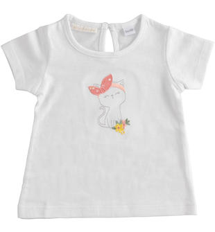 T-shirt neonata 100% cotone con gattino minibanda