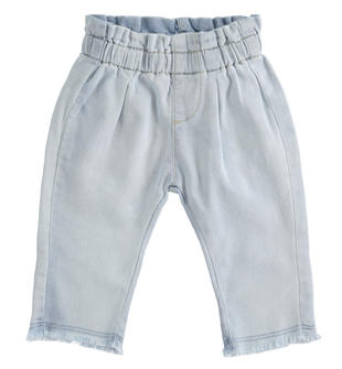 Jeans neonato denim stretch con vita arricciata minibanda BLU CHIARO LAVATO-7310