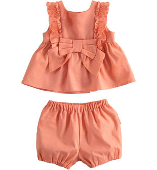 Completino neonata 100% cotone camicia a manica corta e mutandina minibanda TERRA COTTA-2023
