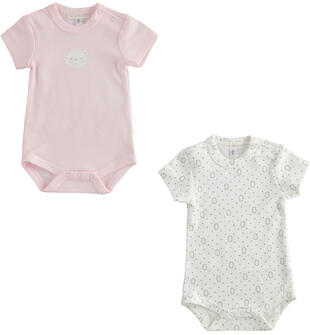 Set body neonato in cotone minibanda ROSA-2512