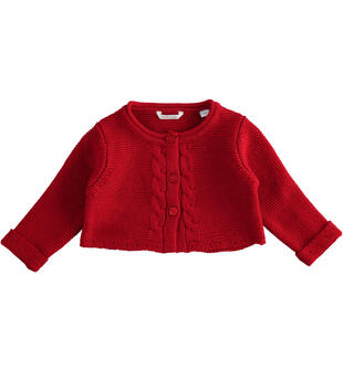 Cardigan neonata con treccia minibanda ROSSO-2253