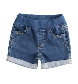 Shorts neonato in felpa denim di cotone stretch minibanda