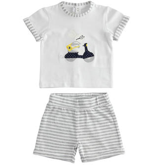Completino estivo due pezzi in cotone con shorts rigato per neonato da 0 a  24 mesi Minibanda - Miniconf Shop