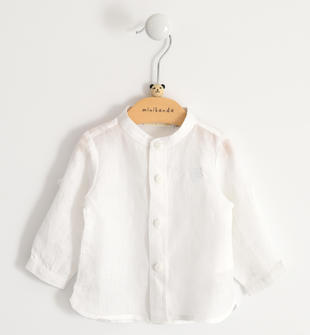 Camicia neonato a manica lunga 100% lino minibanda