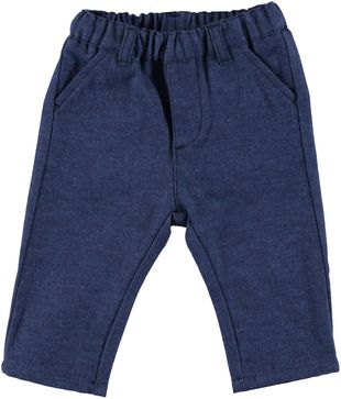 Pantaloni blu di cotone effetto melange minibanda