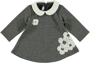 Vestitino neonata svasato con colletto in contrasto minibanda