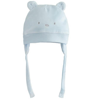 Grazioso cappellino modello cuffia con paraorecchie per neonato ido