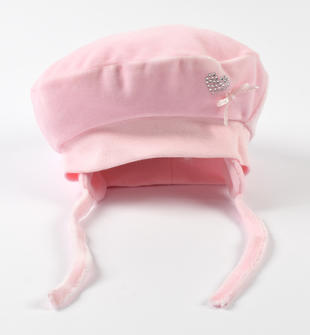 Cappello per neonata in ciniglia modello basco ido ROSA-2763