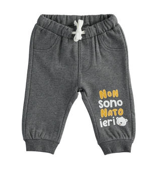 Pantalone in felpa con orsacchiotto per neonato ido GRIGIO MELANGE SCURO-8994