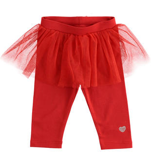 Pantalone in jersey invernale con tulle per neonata ido ROSSO-2253