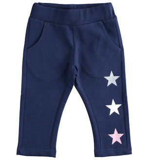 Pantalone per bambina in felpa non garzata con stelle ido