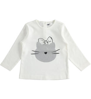 Pratica e versatile maglietta per bambina in interlock 100% cotone ido PANNA-0112