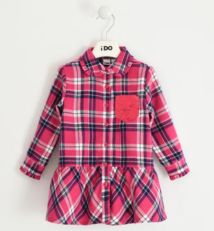 Camicia bambina in flanella leggera 100% cotone tinto filo a quadri ido