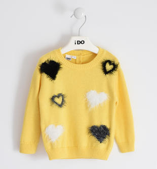 Morbido tricot per bambina con cuori intarsiati a contrasto ido