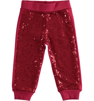 Pantalone bambina in cotone invernale con paillettes ido BORDEAUX-2654