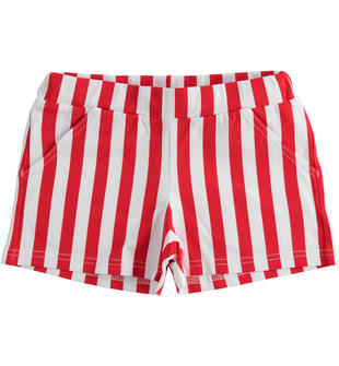 Short in jersey stretch varie fantasie per bambina ido BIANCO-ROSSO-6QP8