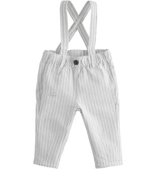 Pantalone con bretelle 100% cotone ido GRIGIO-0519