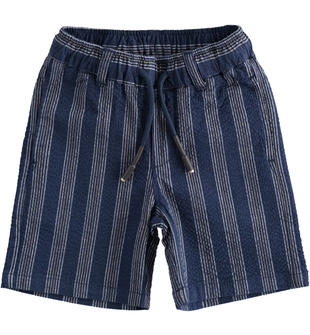 Pantalone corto in cotone seersucker ido NAVY-3854