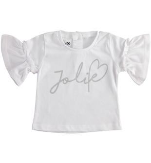 Graziosa t-shirt 100% cotone con stampa "Jolie" ido BIANCO-0113