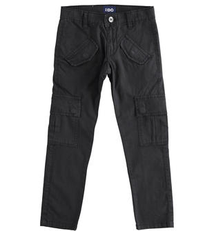 Pantalone modello cargo in morbido popeline stretch ido NERO-0658