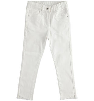 Pantalone in twill stretch con particolare fondo gamba ido BIANCO-0113