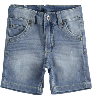 Pantalone corto in denim maglia di cotone ido STONE WASHED CHIARO-7400