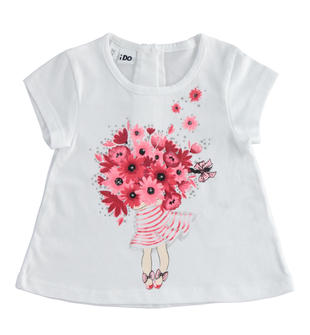 Dolce t-shirt 100% cotone con bambina e fiori ido