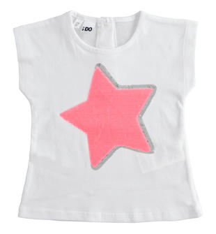 T-shirt con stella di paillettes reversibili ido BIANCO-0113