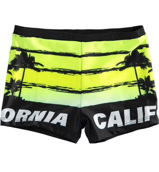 Costume modello boxer con palme e scritta 