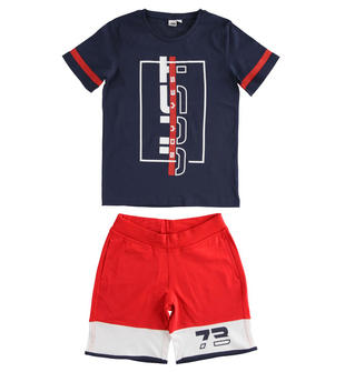 Completo 100% cotone t-shirt e pantalone corto con stampa 