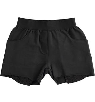 Pantalone corto con tasche di paillettes ido NERO-0658