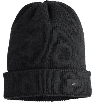 Cappello modello cuffia in tricot a costine ido NERO-0658