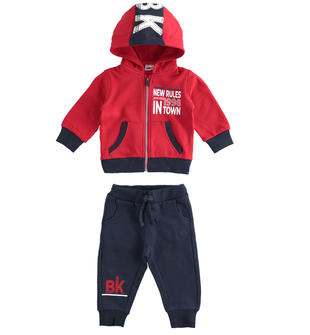 Tuta due pezzi modello jogging in felpa pesante con stampe ido ROSSO-2253