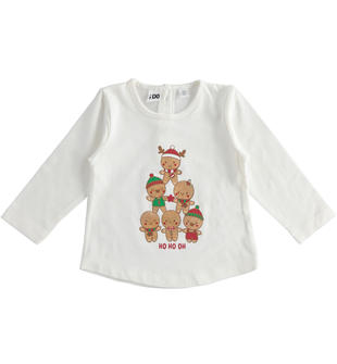 Maglietta girocollo in jersey stretch tema Natale ido PANNA-0112