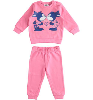 Pigiama due pezzi con dolci animaletti 100% cotone ido FUXIA-2423